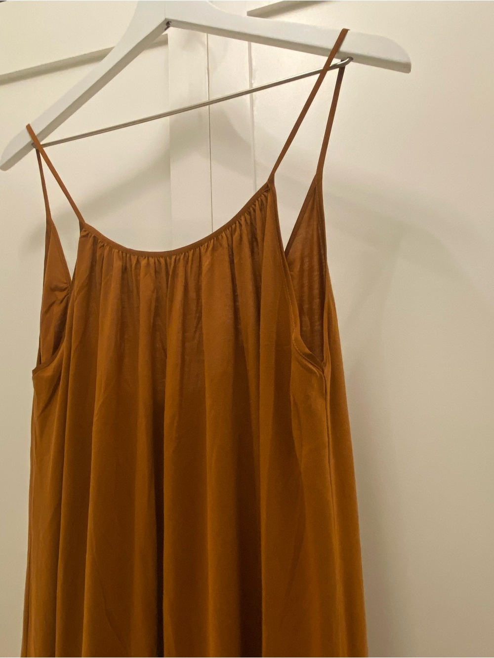 Zara Rust-Brown Spaghetti-Strap Maxi Dress Oversize - Picture 7 of 13